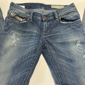 Diesel Blue Skinny Jeans with Distressed Details